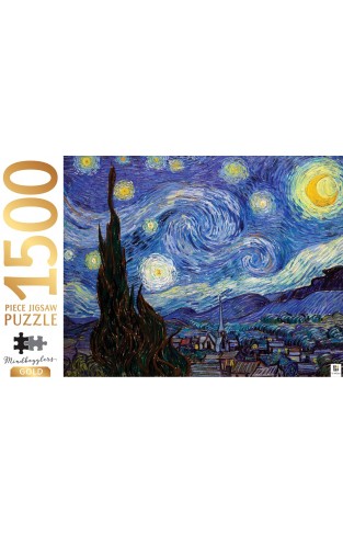 Mindbogglers Gold 1500-Piece Jigsaw: Starry Night by Van Gogh